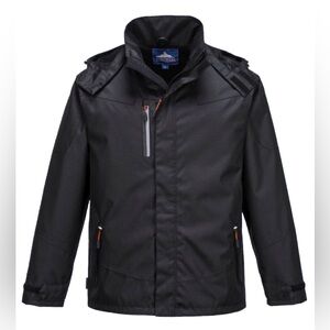Portwest S555 Outcoach Waterproof PU Jacket with Stormflap and Packaway Hood Med